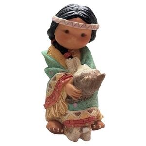 Enesco Friends Of The Feather Native Boy Dances With Wolf 1994 #115657 Vintage